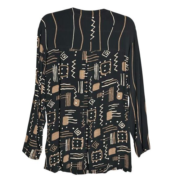Chicos Design Vintage‎ Sz S Aztek Tribal Tunic Blouse Button Up Western Abstract - Picture 2 of 14
